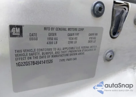 2009 Pontiac G6 z USA, uszkodzony, nr VIN 1G2ZG57B494141526